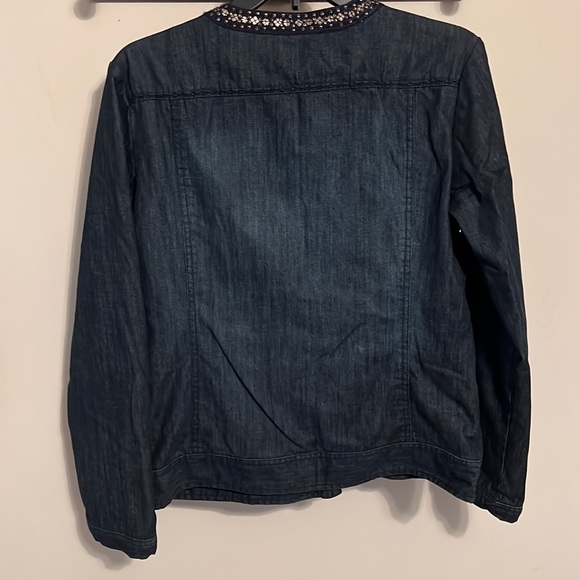 Chicos Embellished Snap Front Denim Jacket - Picture 7 of 7